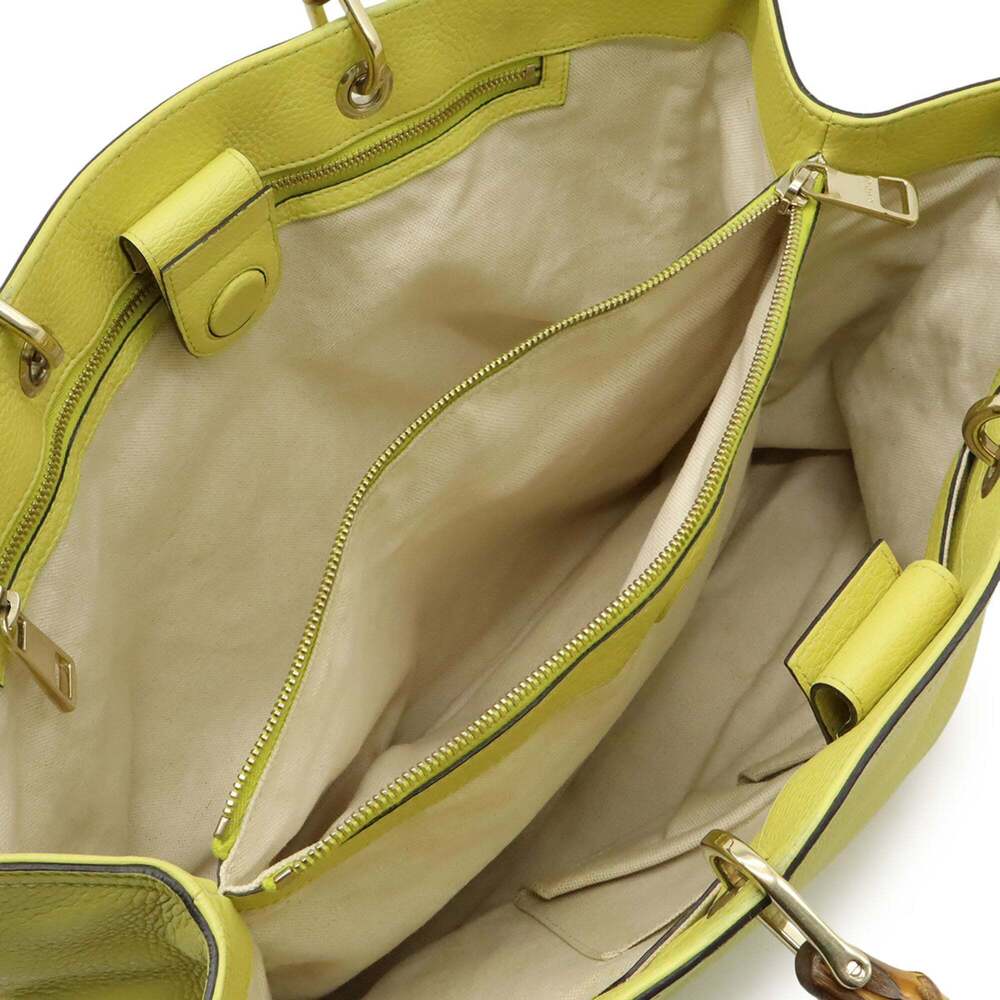 GUCCI Authentic Yellow Leather Bamboo Shoulder Bag - Picture 9 of 10